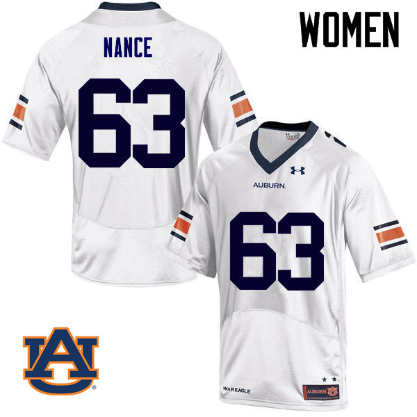 Women Auburn Tigers #63 Peyton Nance College Football Jerseys Sale-White